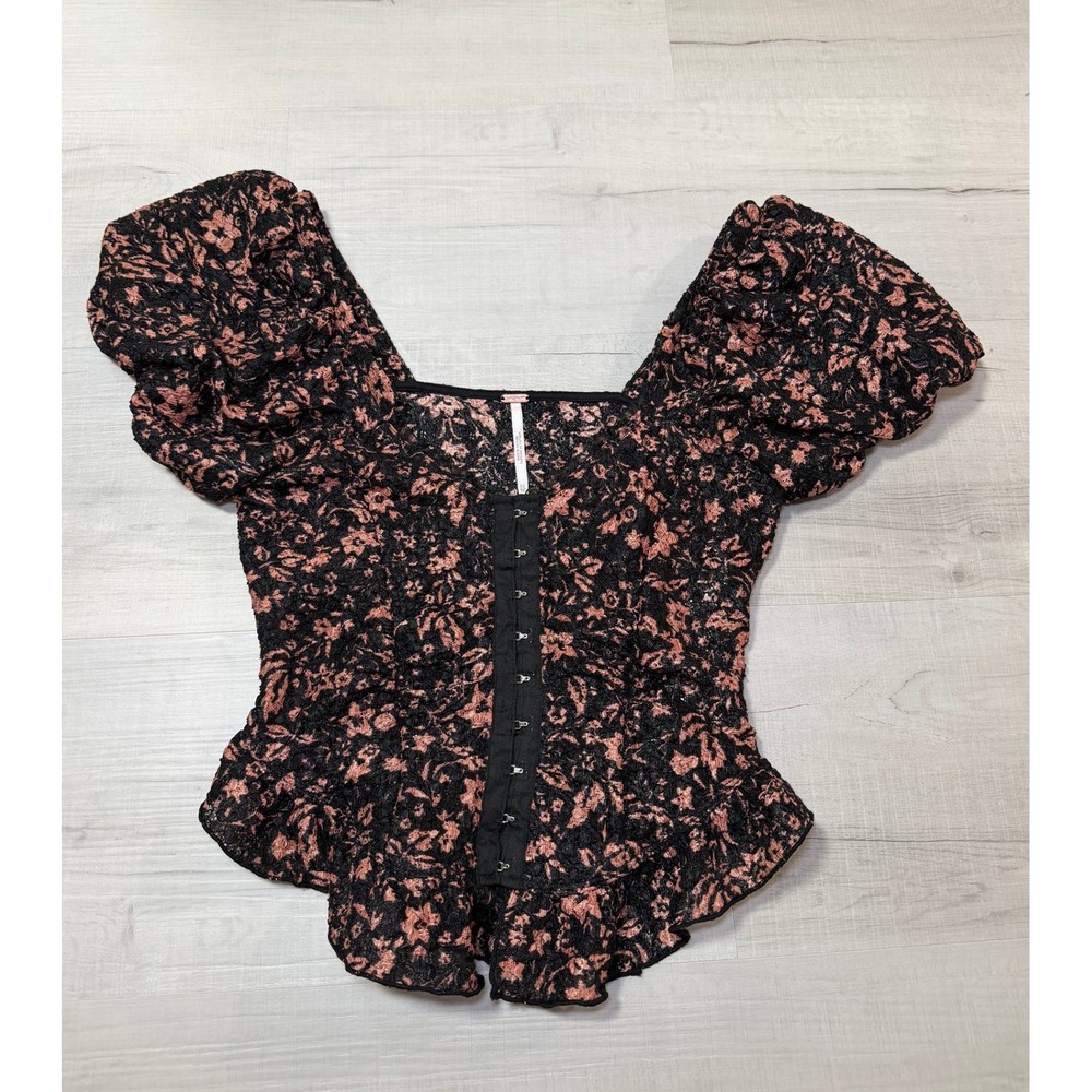 Free People‎ Oh Baby Floral Print Corset Lace Top Size XS - Picture 7 of 14